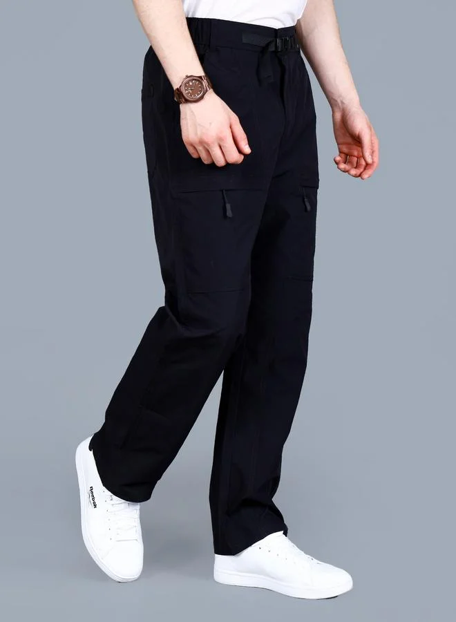 Fort Collins Men Solid Track Pants with Zip Pocket